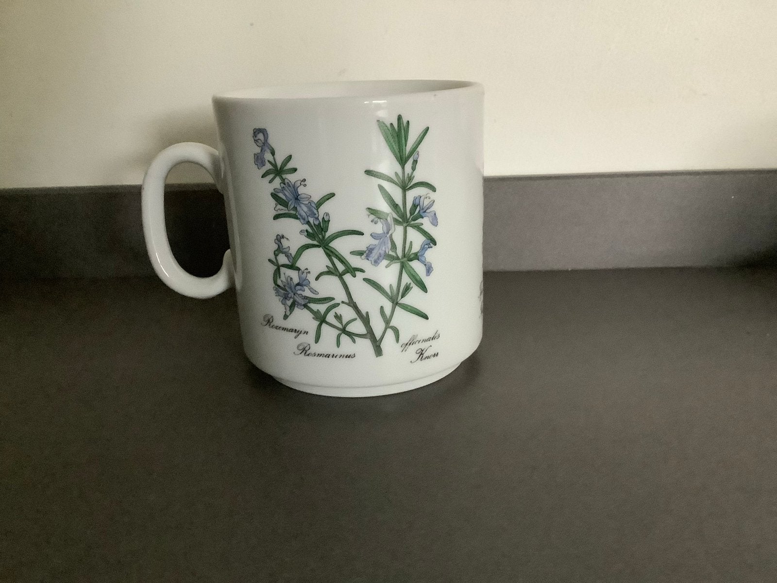 Vintage kruidenmok - Botanische print, Gebruikt, Overige merken, Vintage, Porselein