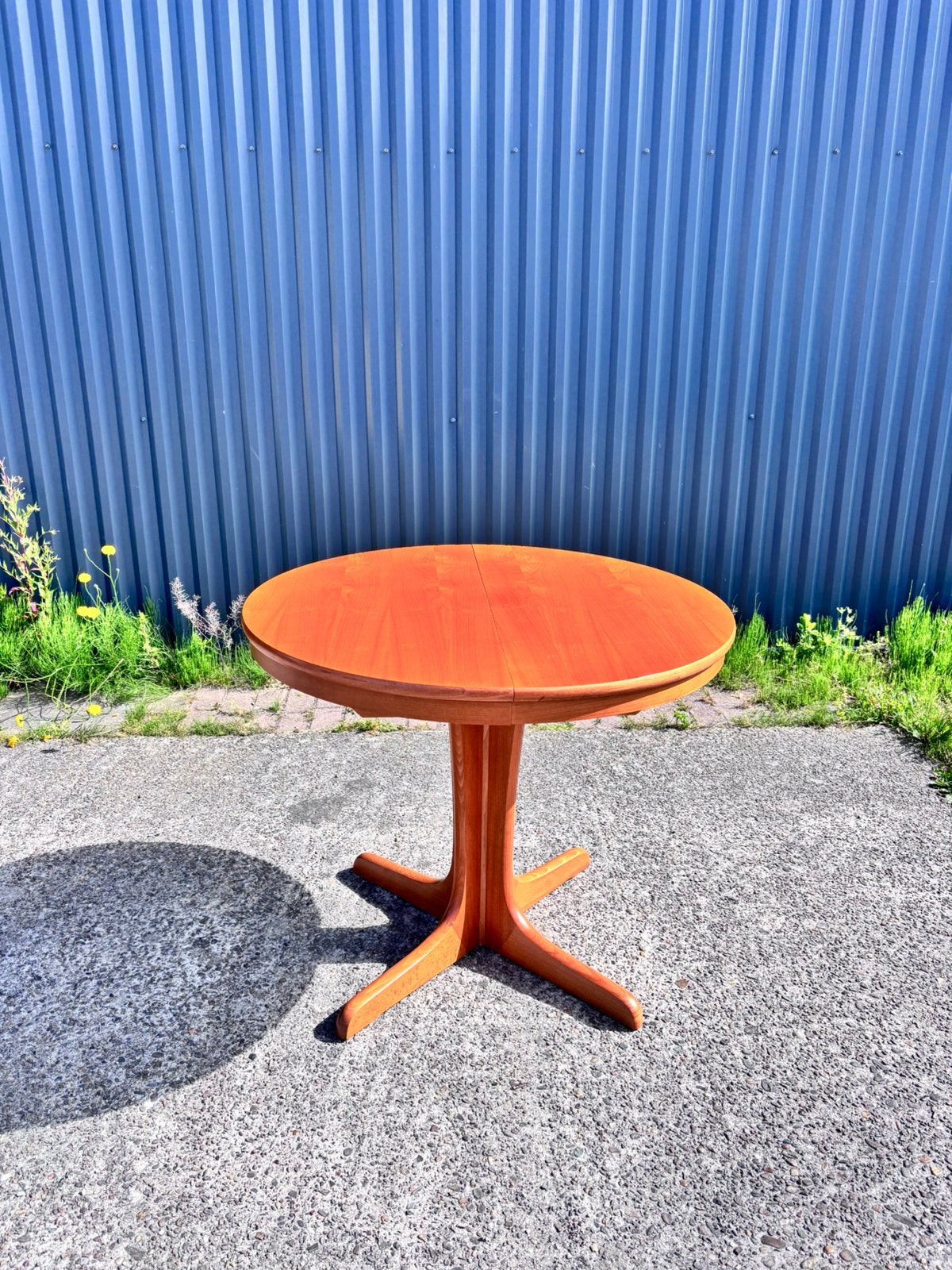 Vintage eettafel rond uitschuifbaar, Ophalen, Gebruikt, 100 tot 150 cm, C