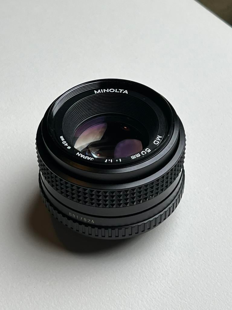 Vintage Minolta MD Rokkor 50mm f/1.7, Audio, Tv en Foto, Fotografie | Lenzen en Objectieven, Ophalen of Verzenden, Zo goed als nieuw