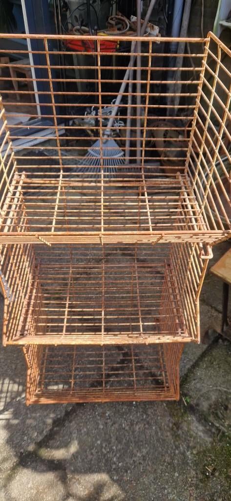 3 antieke stapelbare bakkers/draad/broodmanden (brocante), Overige materialen, Gebruikt, Mand, Ophalen of Verzenden