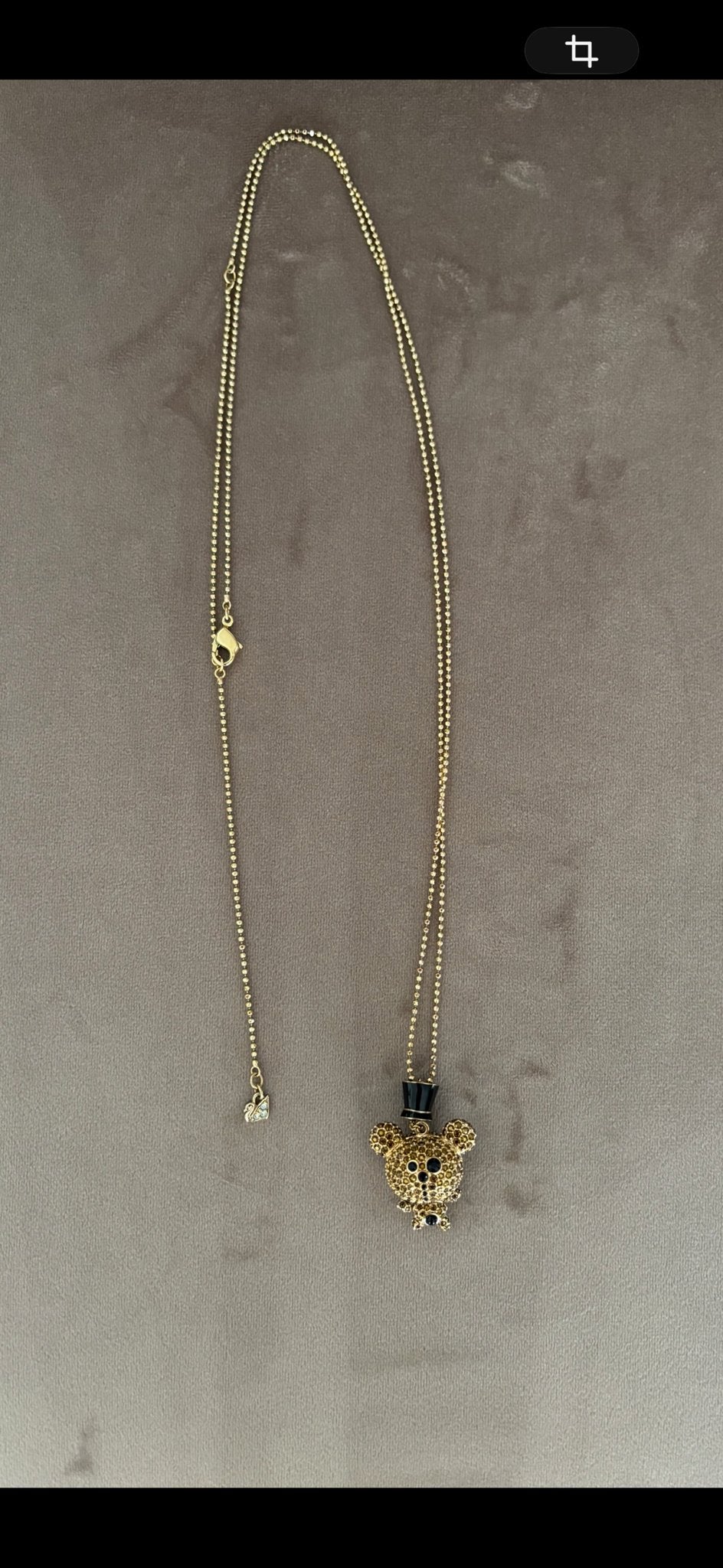 Swarovski ketting goudkleurig met beertje, 90 cm, Ophalen, Zo goed als nieuw, Goud, Overige materialen