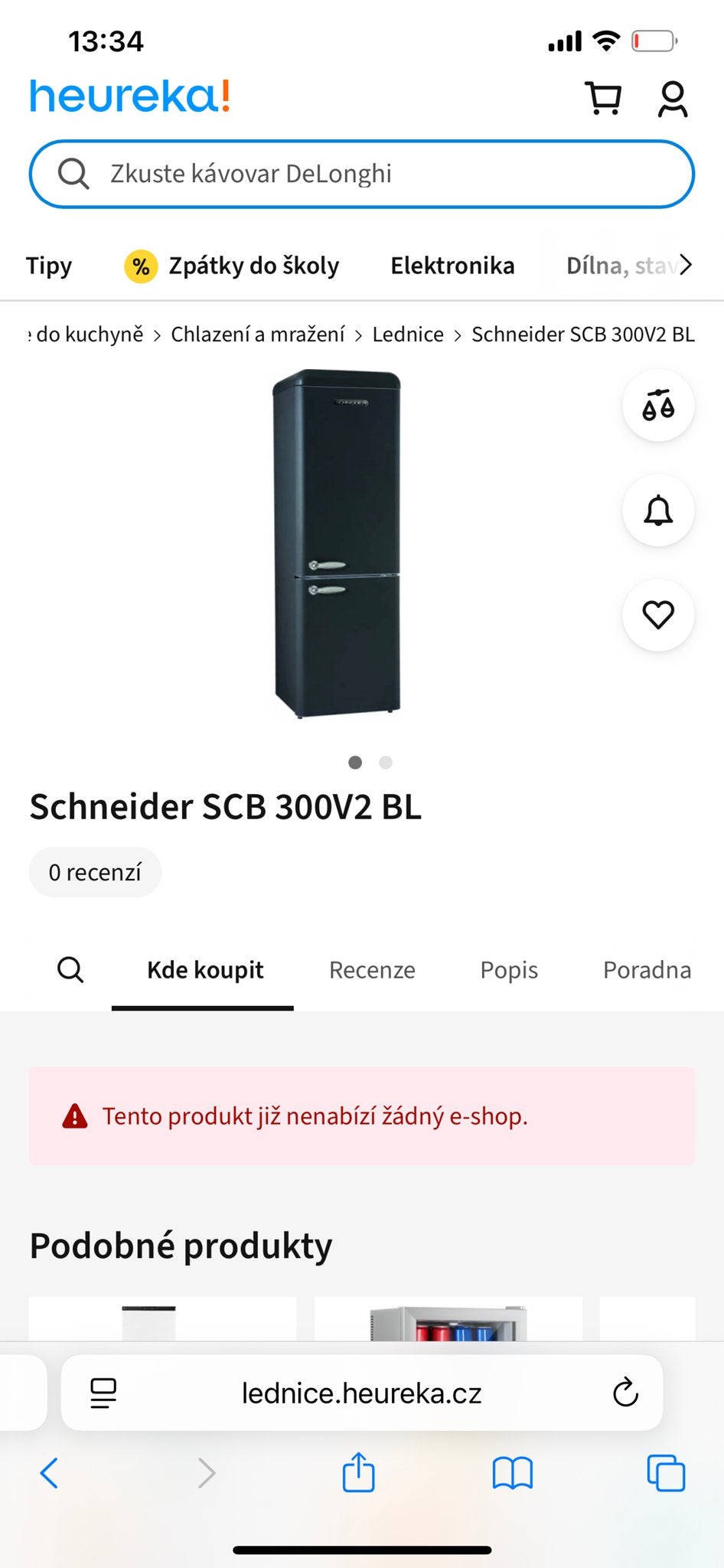 Schneider SCB 300V2 BL Koel-vriescombinatie, Witgoed en Apparatuur, 200 liter of meer, 60 cm of meer, Met aparte vriezer, Nieuw