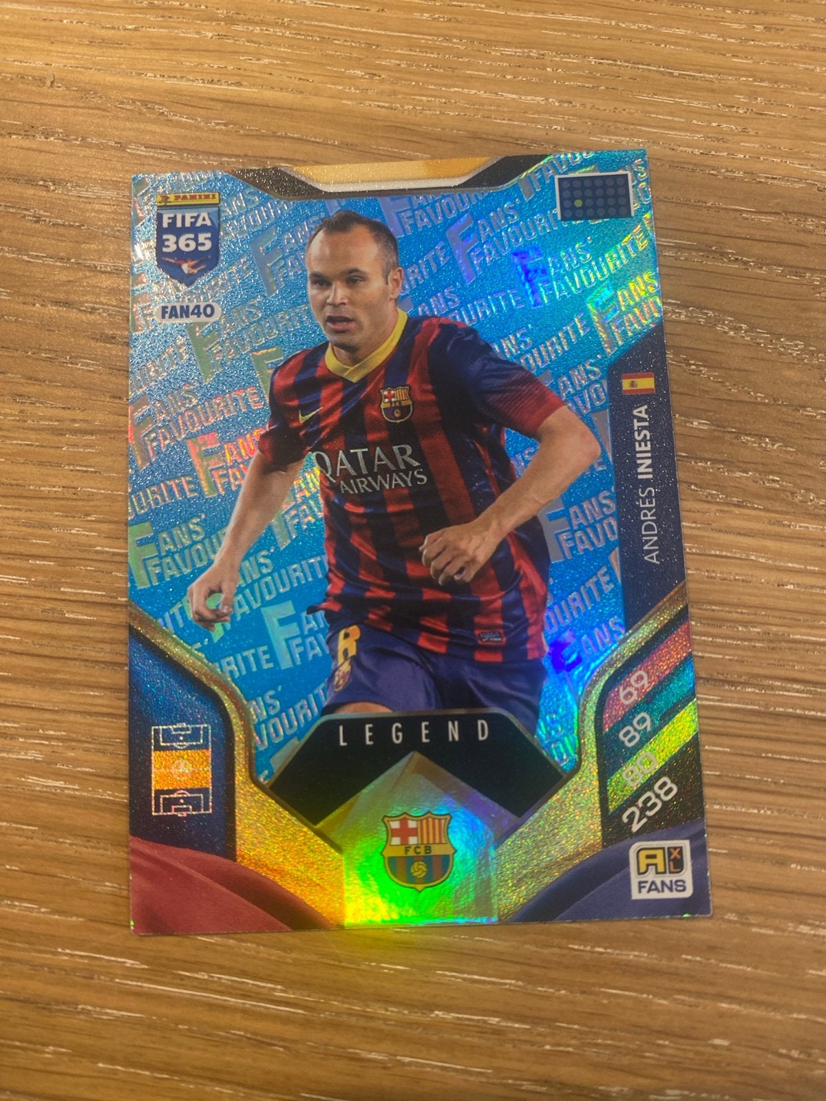 Panini FIFA 365 Legend kaart Andrés Iniesta FC Barcelona, Ophalen of Verzenden, Zo goed als nieuw, Buitenlandse clubs, Spelerskaart
