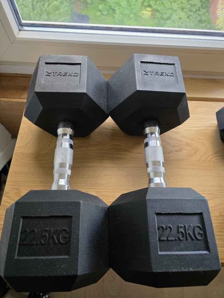 2x Hex dumbell 22.5kg, Sport en Fitness, Fitnessmaterialen, Ophalen, Zo goed als nieuw, Dumbbell