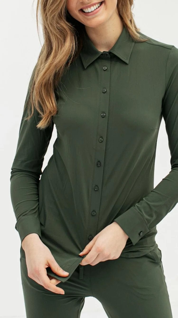 Studio anneloes poppy blouse M army green travelstof, Kleding | Dames, Blouses en Tunieken, Maat 38/40 (M), Ophalen of Verzenden
