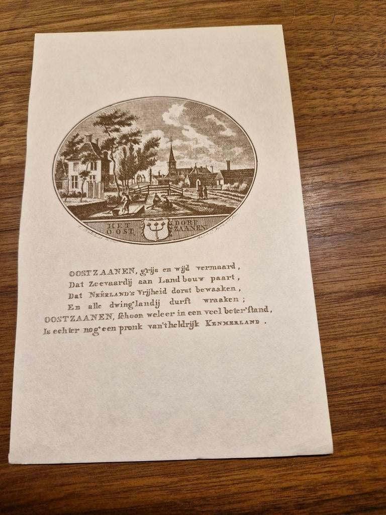 Prent Oostzaanen met gedicht, Ophalen of Verzenden