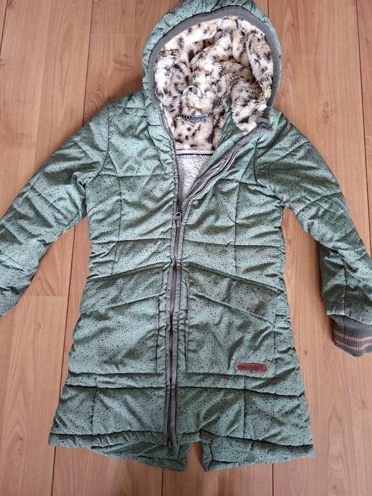 Moodstreet winterjas groen met bruine stipjes, t, Gebruikt, Meisje, Ophalen of Verzenden, Moodstreet