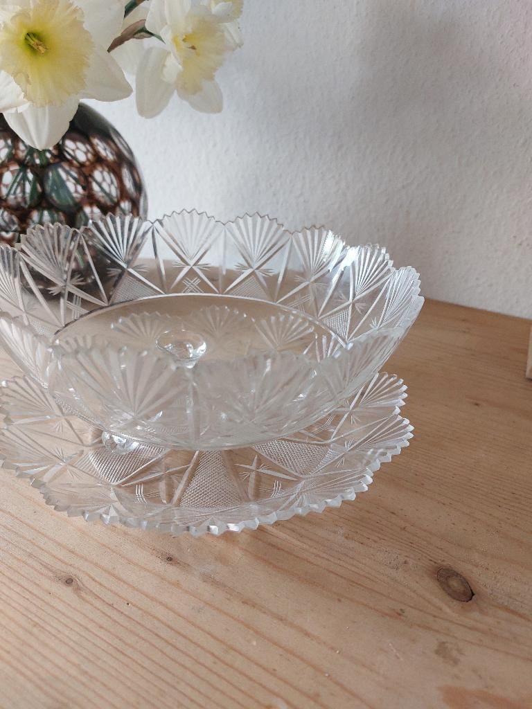 Edwardian strawberry fancut crystal Fruittest lek-schotel, Antiek en Kunst, Ophalen