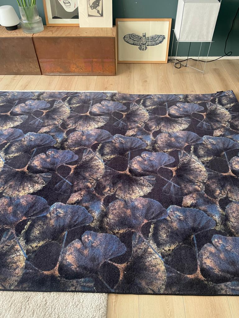 Edward v.Vliet Moooi Carpets Ginko Leaves, Wol Carpet kleed, Ophalen, Blauw, 150 tot 200 cm, 200 cm of meer