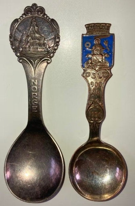 2x Norge Oslo 900 JAAR 1950 lepel Zegel Hallvard 1924 PPSTK!, Ophalen