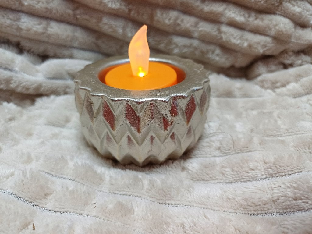 Leuke zilveren waxinelichthouder, ., Waxinelichthouder, Ophalen of Verzenden, Zo goed als nieuw