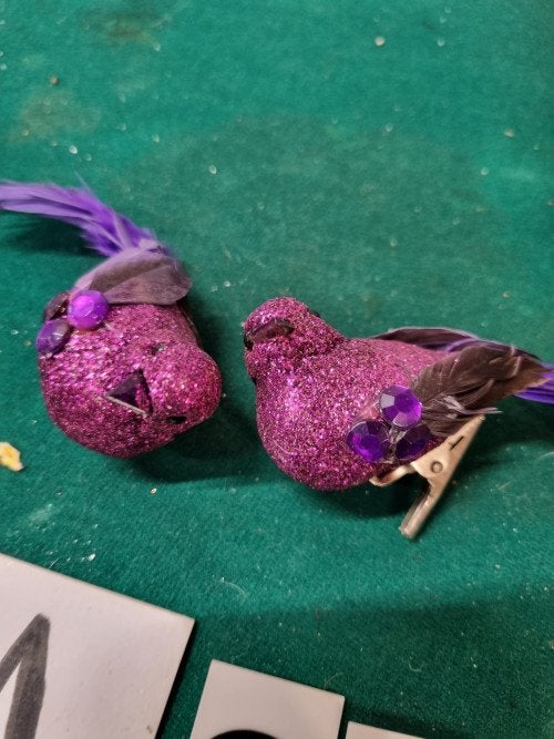 vogels met klem paars 2 stuks [a930], Diversen, Kerst, Ophalen of Verzenden, 'T Olde Gre-j, Info@toldegrej.nl, Endepoelstraat 20f Didam