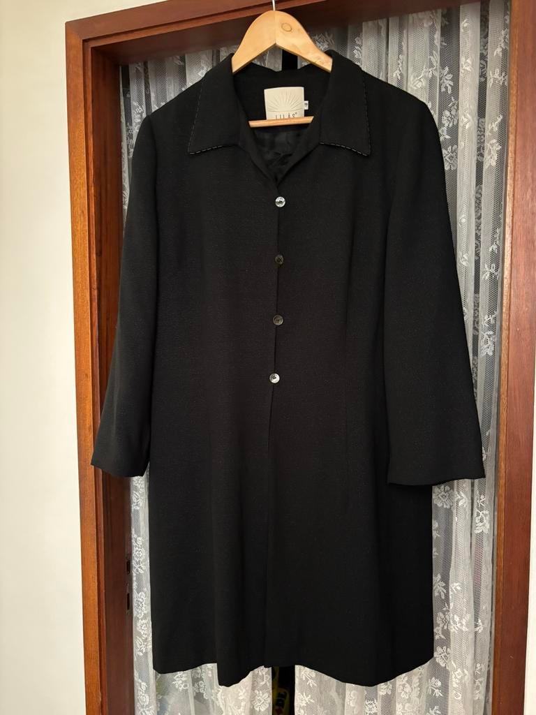 Vintage lang jasje jas zwart glinster L/XL kraaltjes, Kleding | Dames, Ophalen of Verzenden, Zo goed als nieuw, Zwart, Jasje