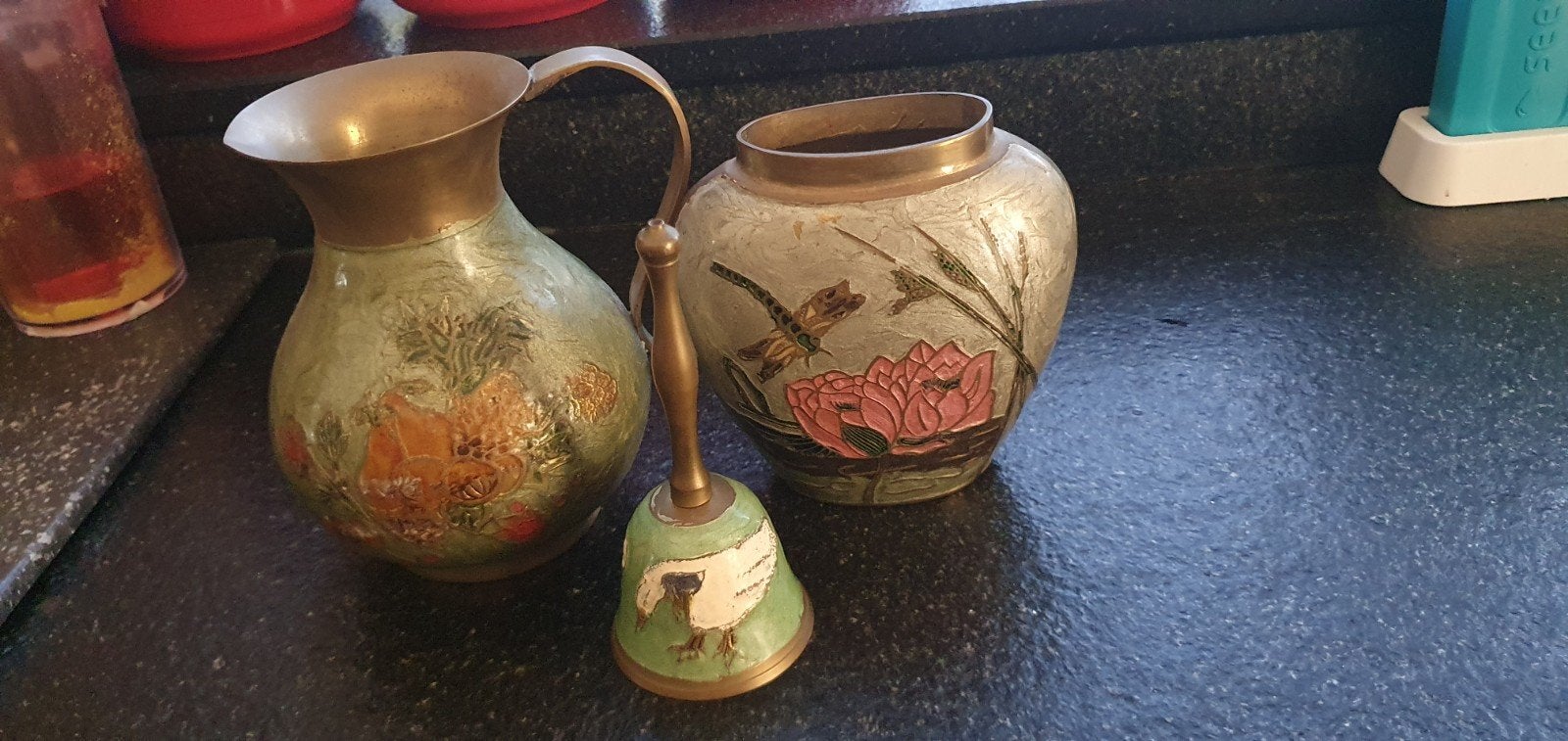 Vintage mid Century enamel cloisonne vaas kan bel, Antiek en Kunst, Ophalen of Verzenden