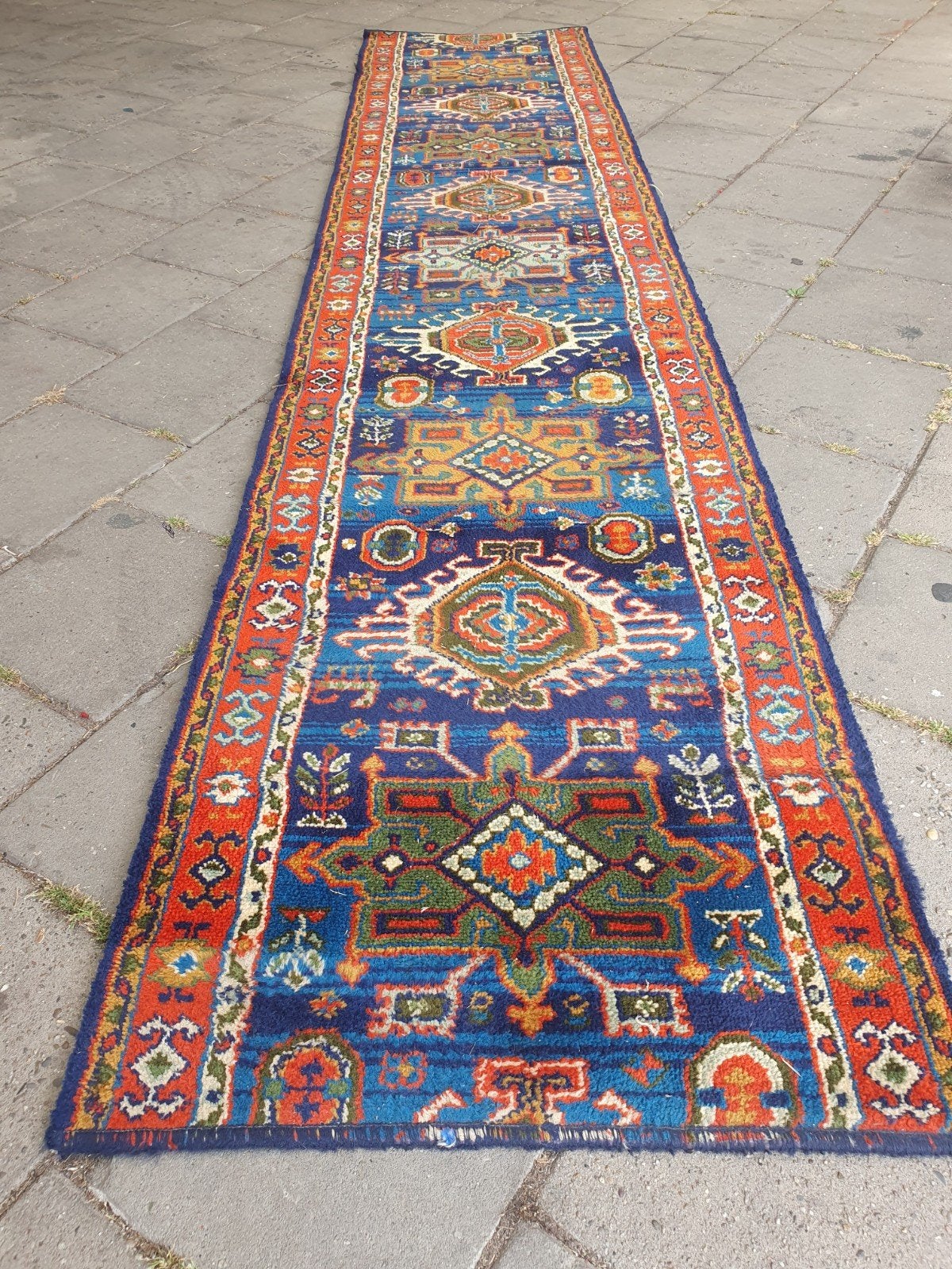 Vintage Perzische loper 325x70 cm., Gebruikt, Vintage, 200 cm of meer, Rechthoekig