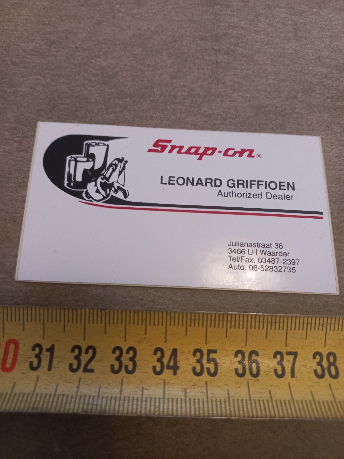 Snap-on sticker Leonard Griffioen Authorized Dealer, Verzamelen, Ophalen of Verzenden, Gebruikt