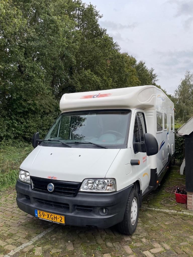 Camper half integraal met luchtvering,extra zware voorvering, Caravans en Kamperen, Campers, Chemisch toilet, Fiat, 6 tot 7 meter