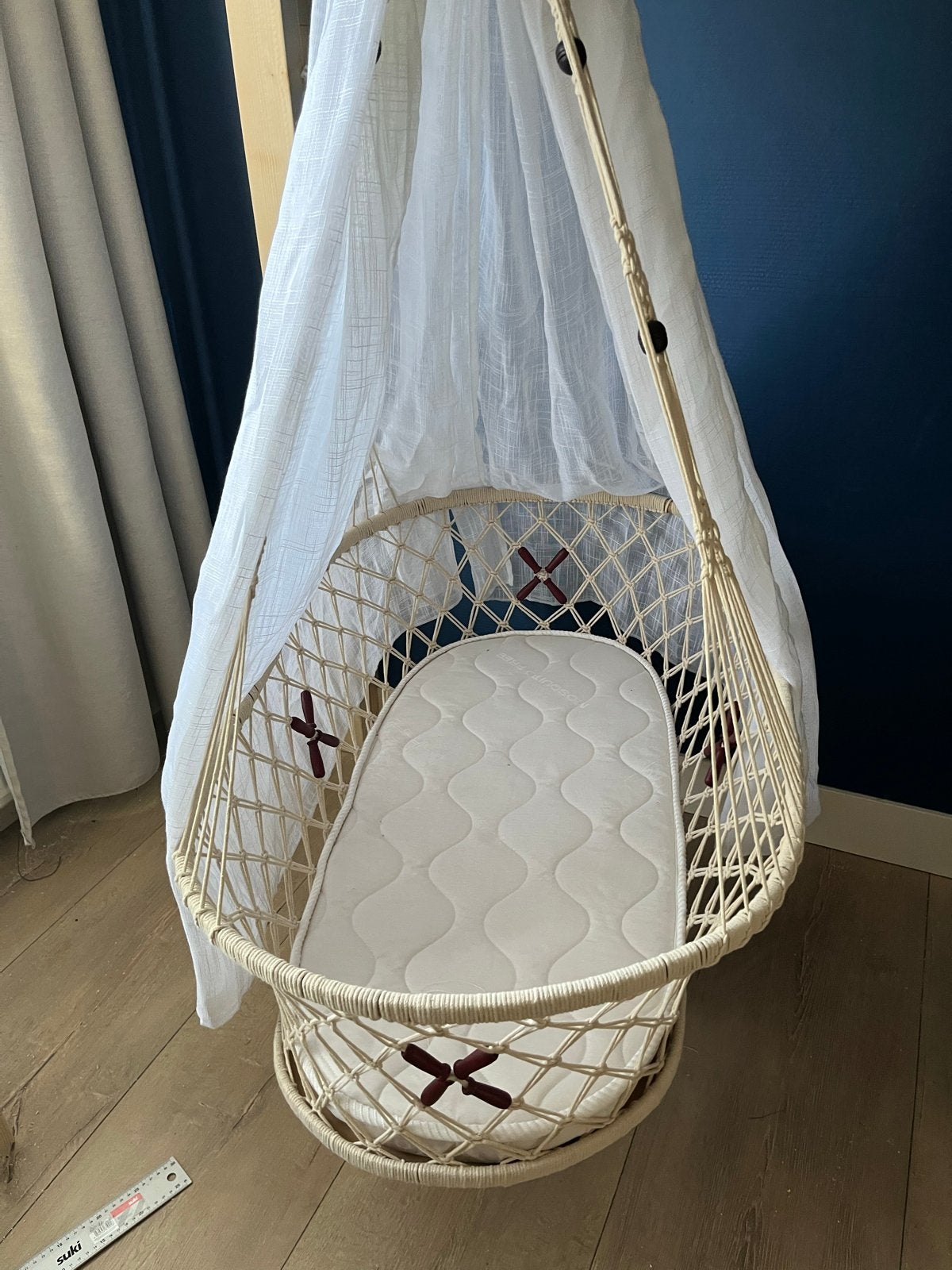 NIEUW - ongebruikt - Macramé hangwieg met matrasje, Ophalen of Verzenden, Zo goed als nieuw, Wieg