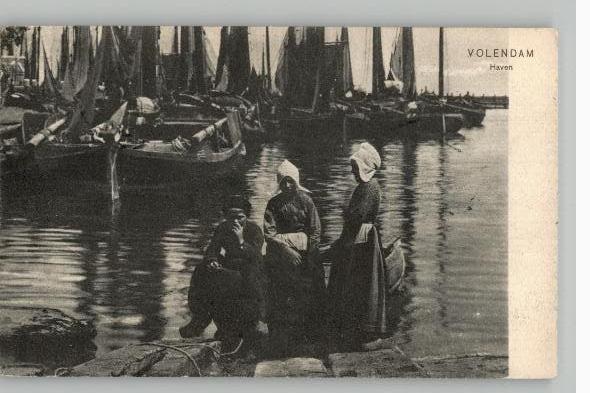 Volendam Haven st 1908 uitg A. Spaander Prachtkaart, Ophalen of Verzenden, Voor 1920, Gelopen, Noord-Holland