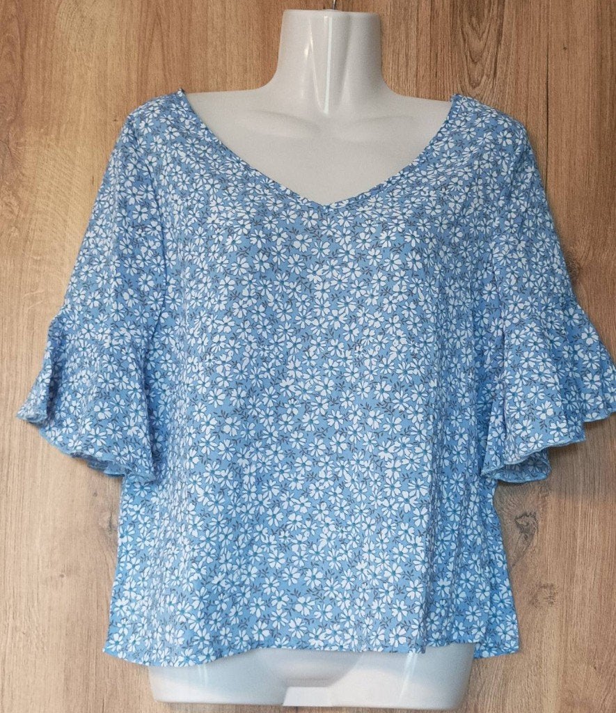 Shein bloesje met bloemenprint, maat S, Kleding | Dames, Blauw, Ophalen of Verzenden, Zo goed als nieuw, Maat 36 (S)