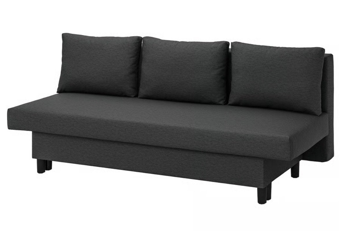 IKEA FRIHETEN slaapbank met opbergruimte, donkergrijs, Huis en Inrichting, Slaapkamer | Slaapbanken, Ophalen, Tweepersoons, Zo goed als nieuw