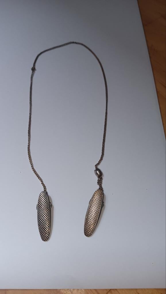 Vintage Zilveren Servethouder Ketting met Clips, Ophalen of Verzenden, Zilver