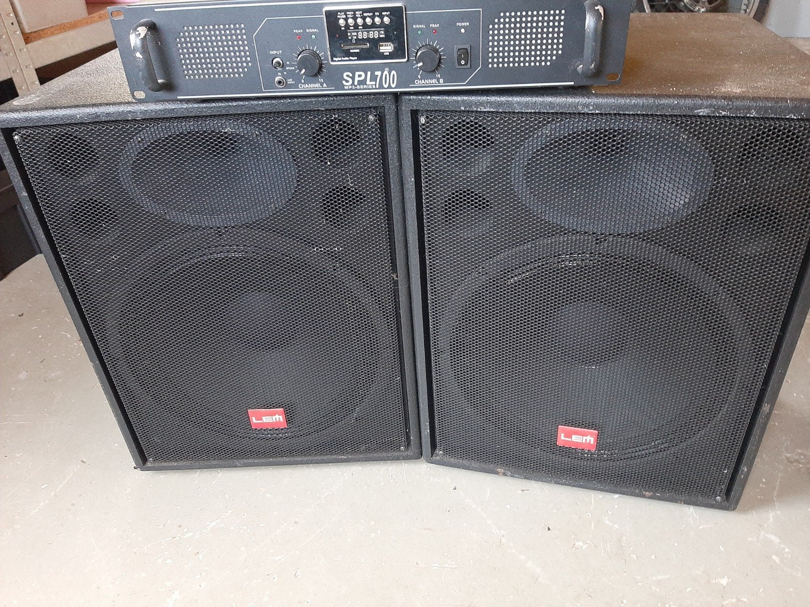 LEM Luidsprekers met Skytec SPL700 Versterker, Audio, Tv en Foto, Luidsprekers, Gebruikt, Front, Rear of Stereo speakers, 120 watt of meer