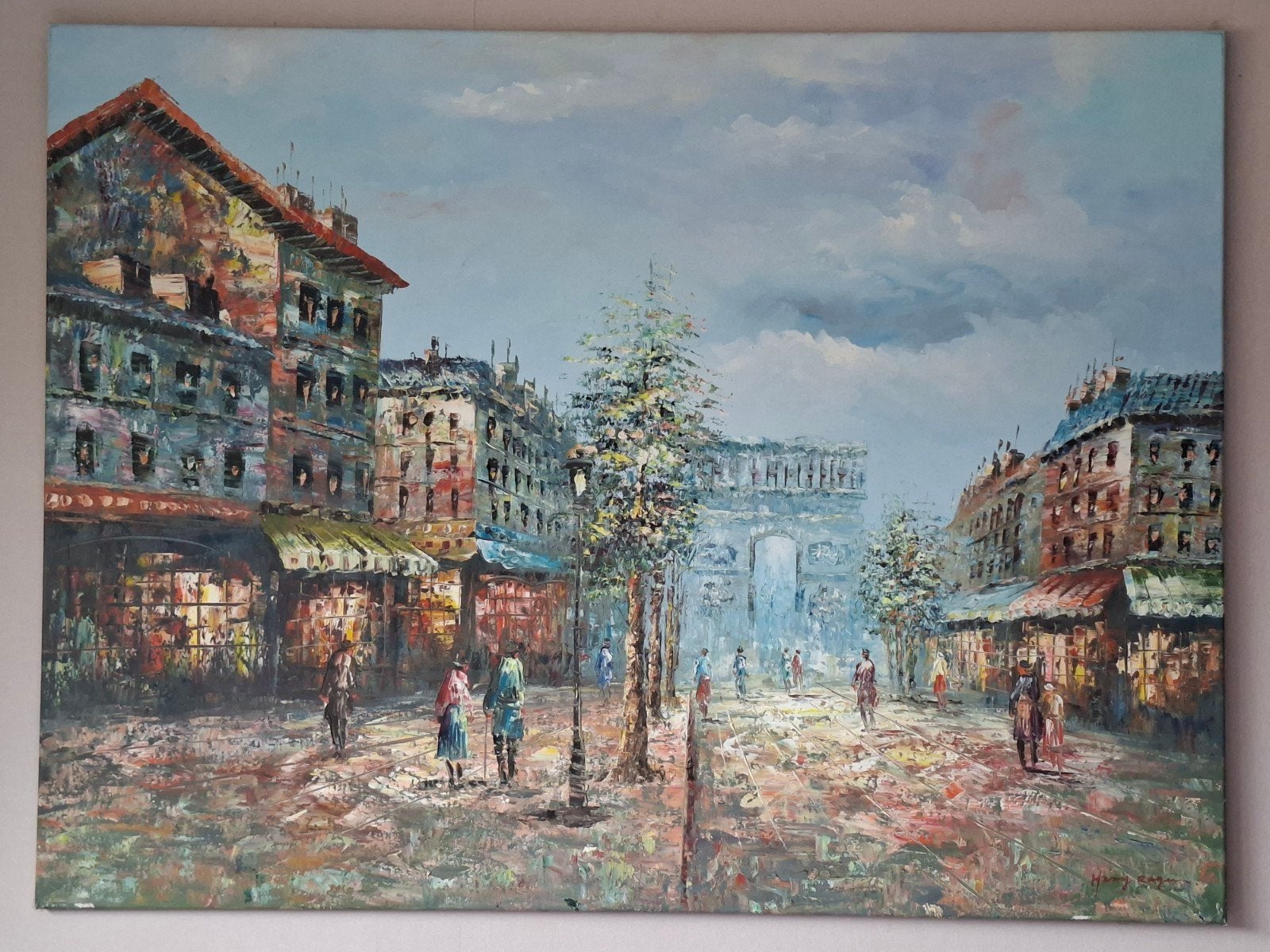 Schilderij Stadsgezicht Parijs, Antiek en Kunst, Ophalen, Impressionistisch, Stads- / dorpsgezicht, Doek