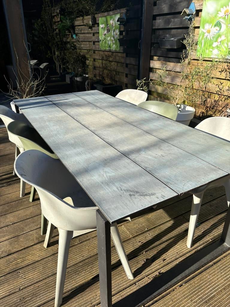 Tuintafel met tuinstoelen, Tuin en Terras, Tuintafels, Ophalen, Gebruikt, Rechthoekig