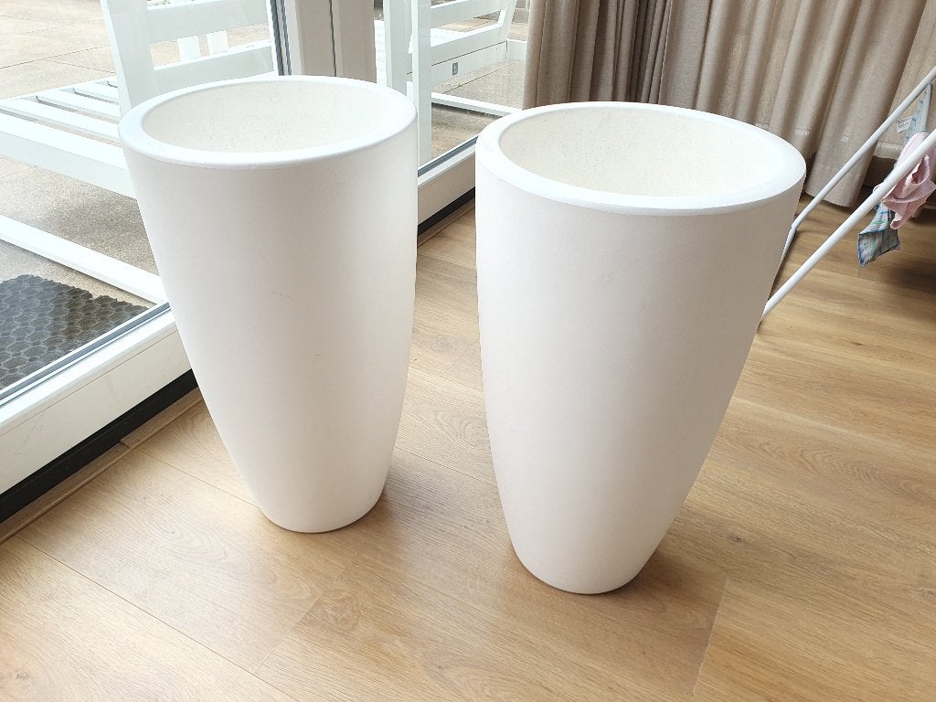 2x Elho bloempotten Pure Soft Round High 30, Wit (53cm), Kunststof, Gebruikt, Rond, Binnen