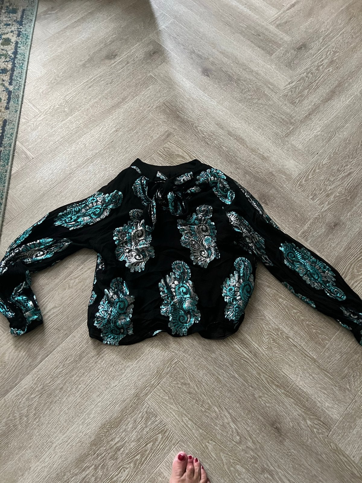 Super leuke glitter blouse mt 38, Kleding | Dames, Blouses en Tunieken, Gedragen, Maat 38/40 (M), Meerkleurig, Ophalen of Verzenden