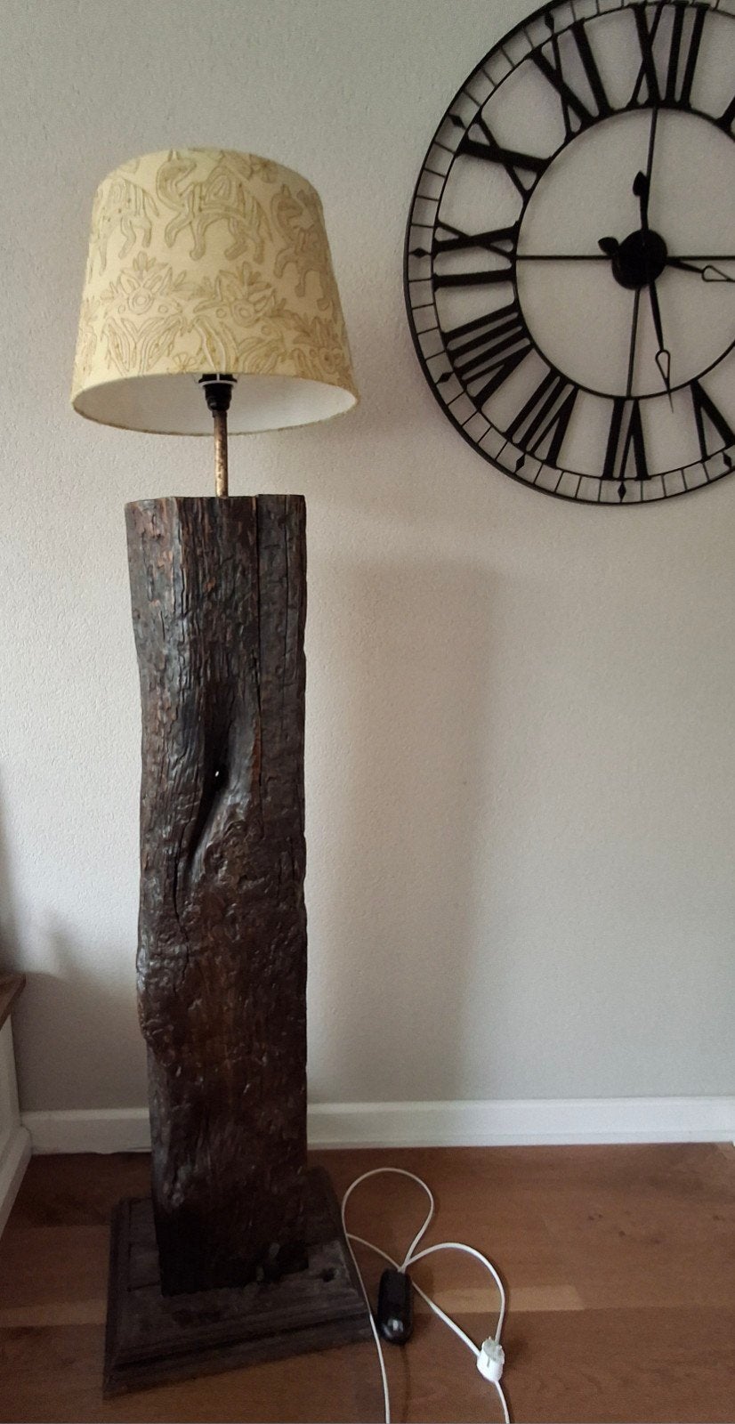 Robuuste Eiken Biels Vloerlamp met Grote E27 Fitting, Ophalen, Gebruikt, E27 (groot), 150 tot 200 cm