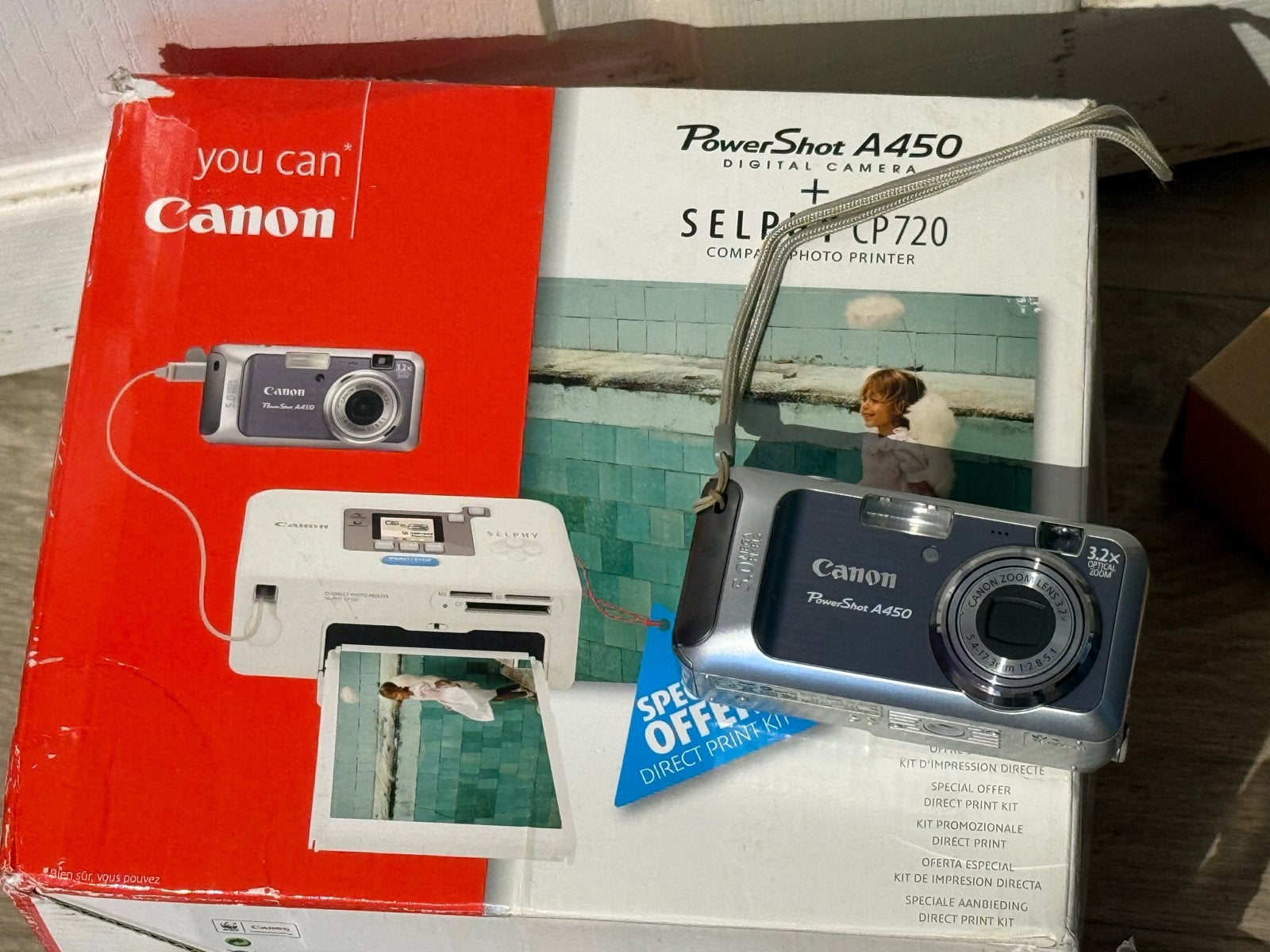 Canon PowerShot A450 Digitale Camera + SELPHY CP720 Printer, Ingebouwde flitser, Canon, Ophalen of Verzenden, Zo goed als nieuw