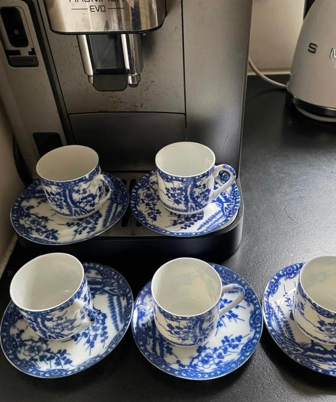 Set van 6 Delfts Blauwe Espresso Kopjes met Schotels, Ophalen of Verzenden