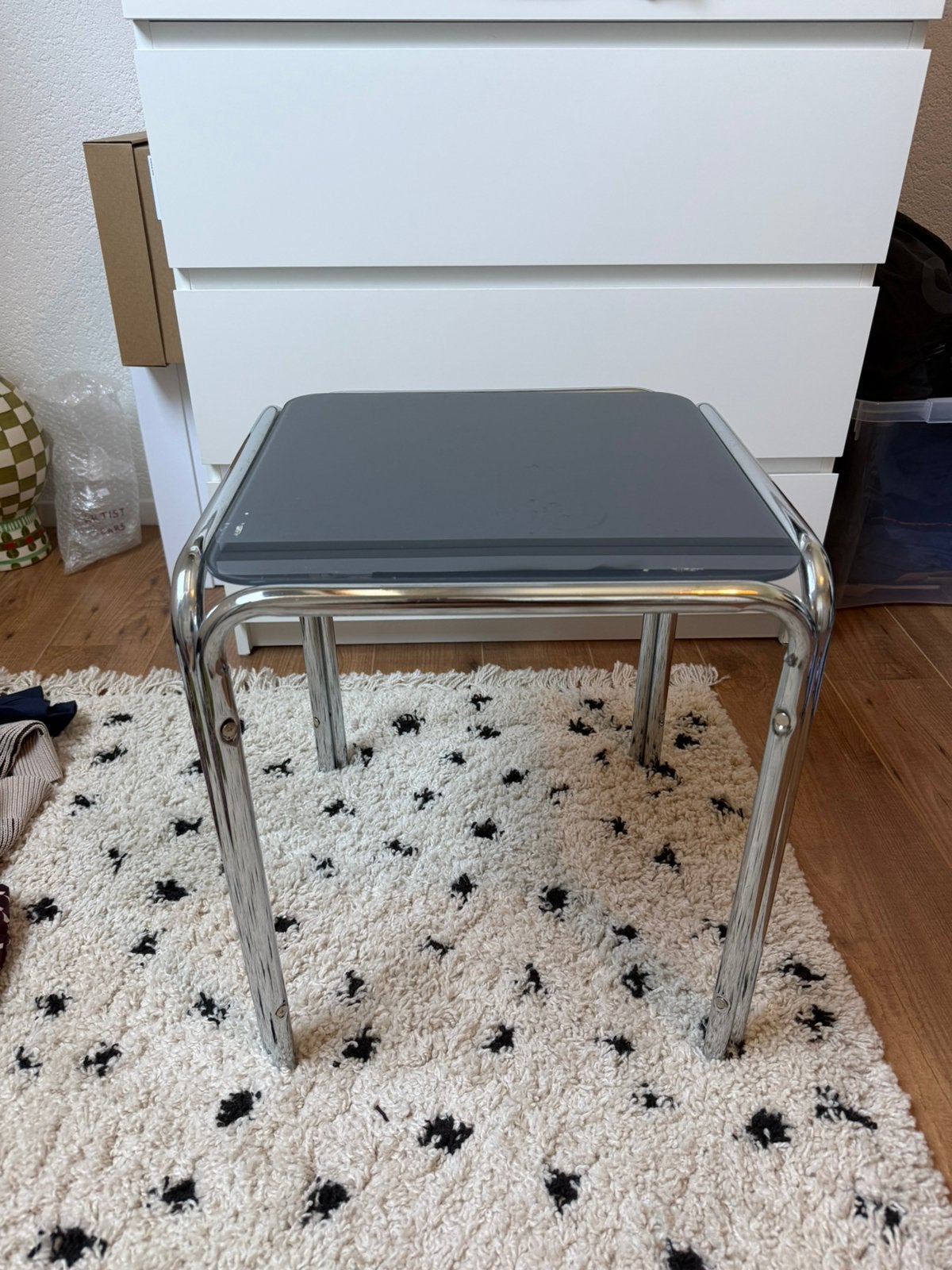 Bijzettafel chroom, Minder dan 55 cm, Gebruikt, Metaal of Aluminium, Vierkant