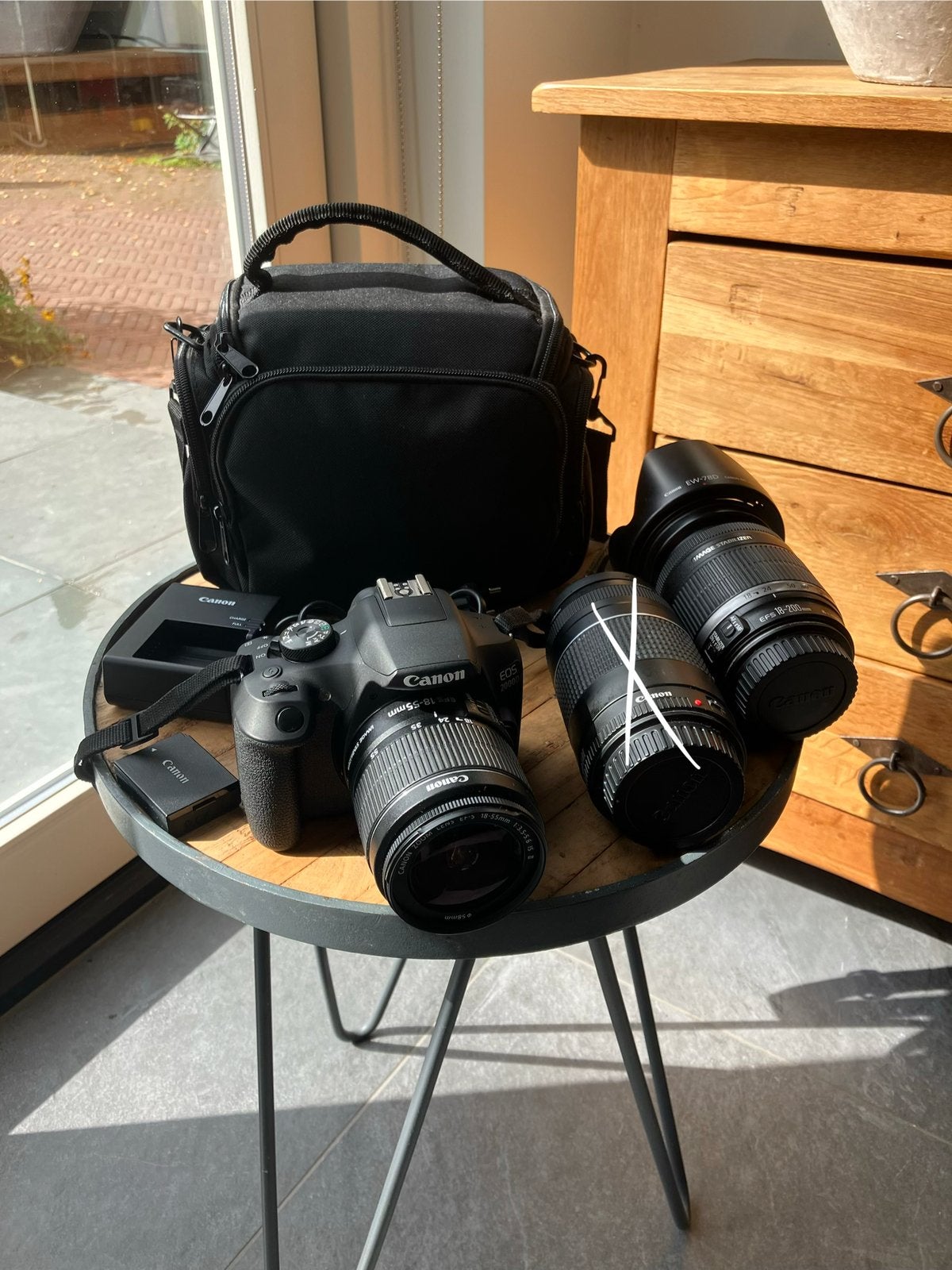 Compete set Canon EOS 2000D + 2 lenzen + accessoires, Spiegelreflex, Ingebouwde flitser, Canon, Ophalen of Verzenden