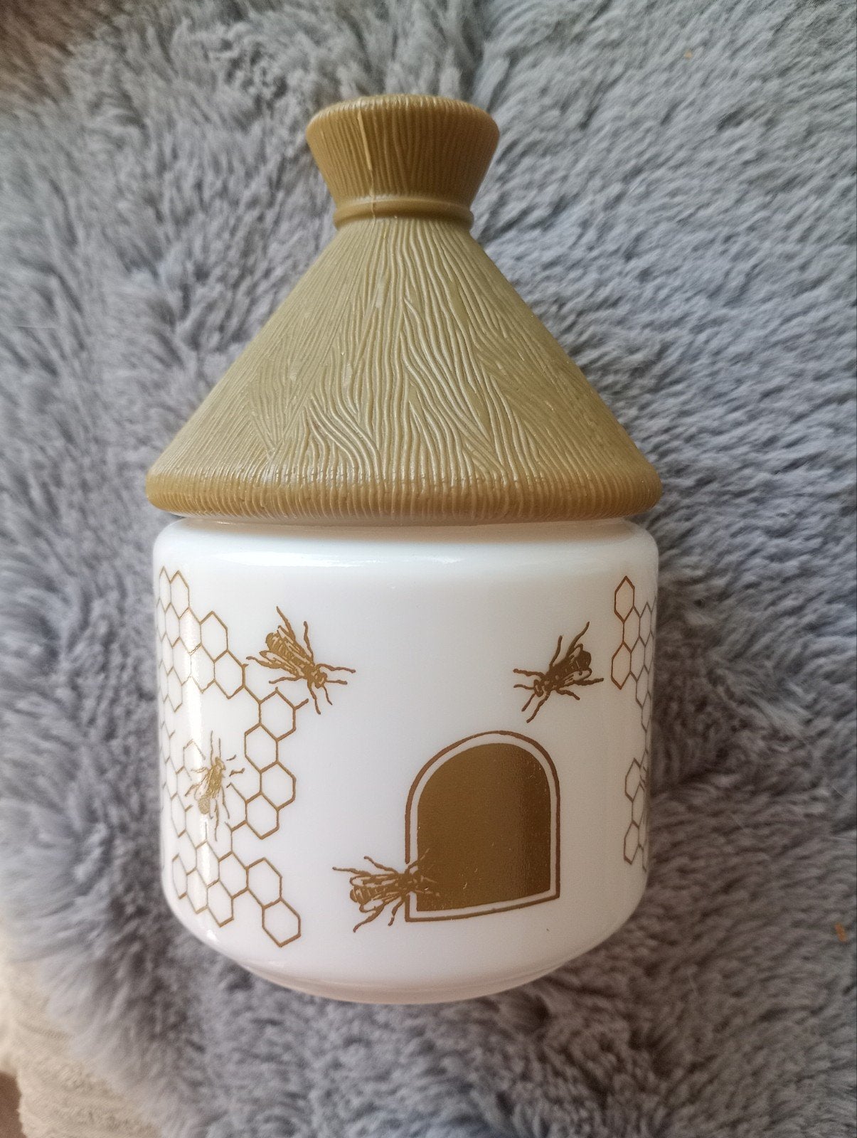 Vintage honing bewaarpot, bijenkorf., Ophalen of Verzenden, Glas, Overige stijlen
