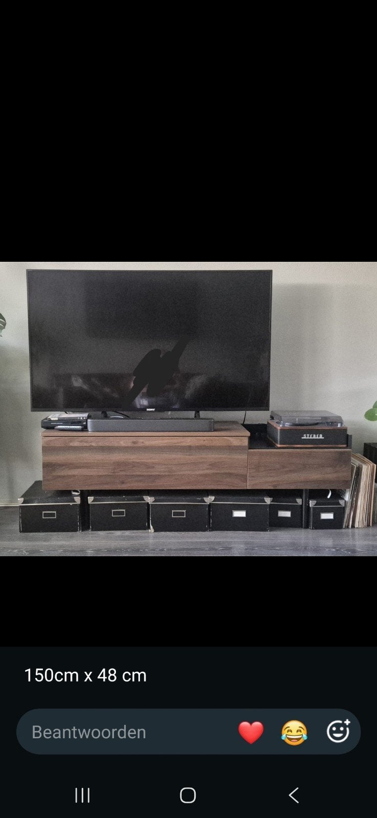 Modern tv-meubel met opbergruimte (150x48 cm), Ophalen