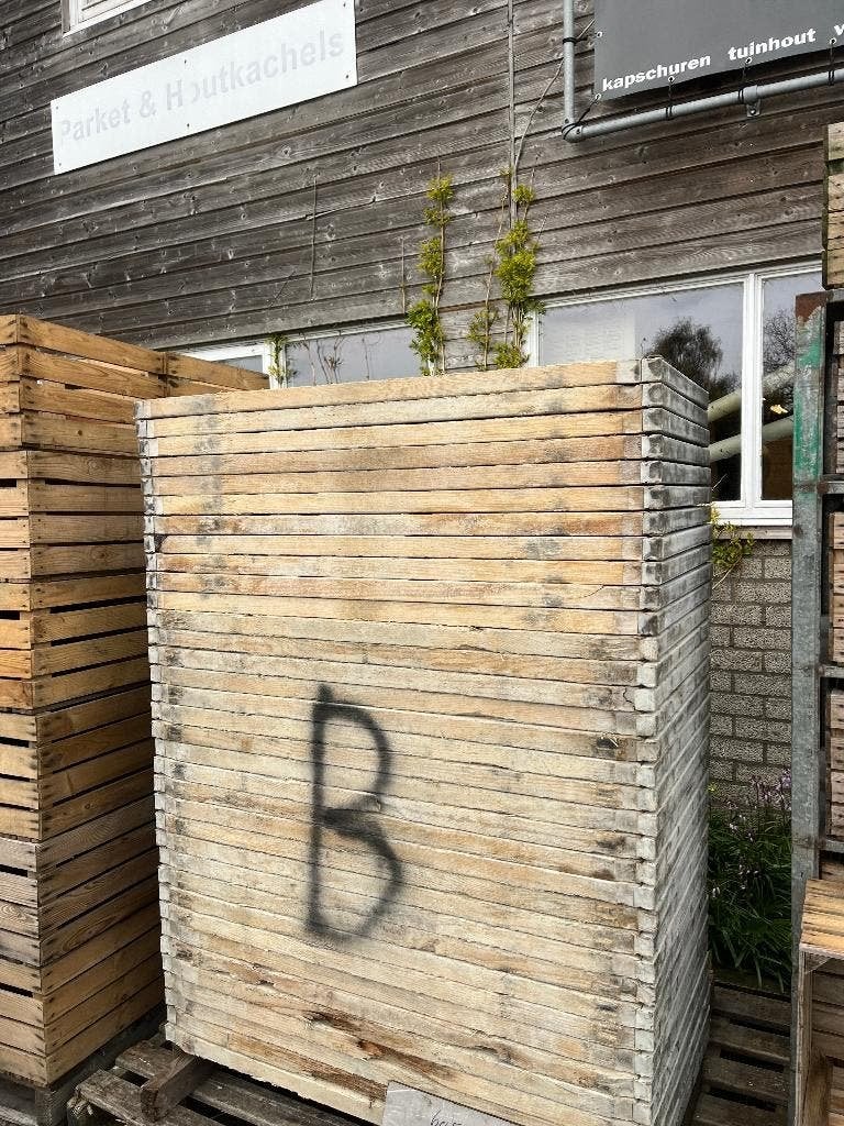 Steenschotten van hout , circa 60,5 x 120  GOEDKOOP B-keus, Tuin en Terras, Ophalen, Gebruikt, 100 tot 200 cm, 25 cm of meer