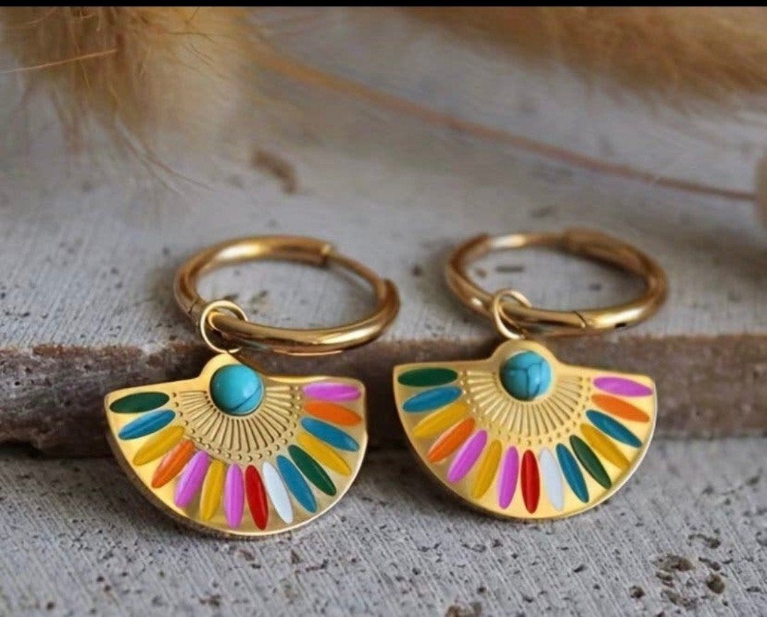 Prachtige Boho Creolen met Waaier, Overige materialen, Hangers, Nieuw, Ophalen of Verzenden