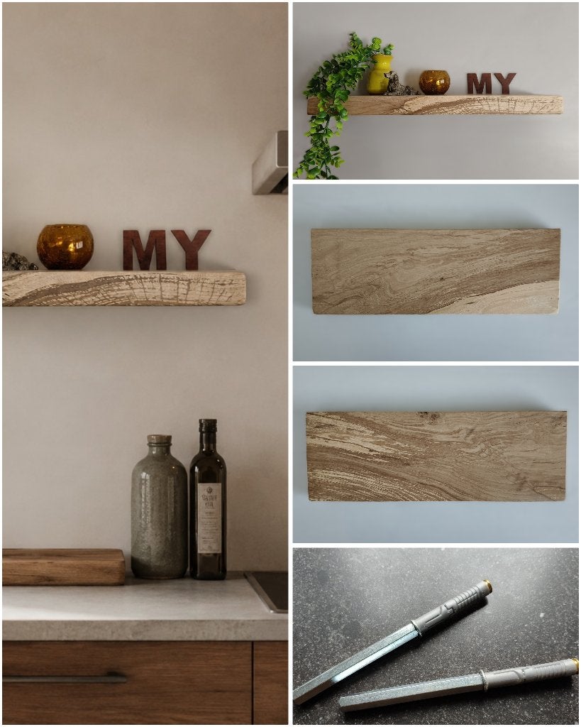 Wandplank eikenhout zwevend + montagepennen 54,5cm #221, Houtatelier M.Y., Info@myhoutatelier.nl, Nieuw, Ophalen of Verzenden