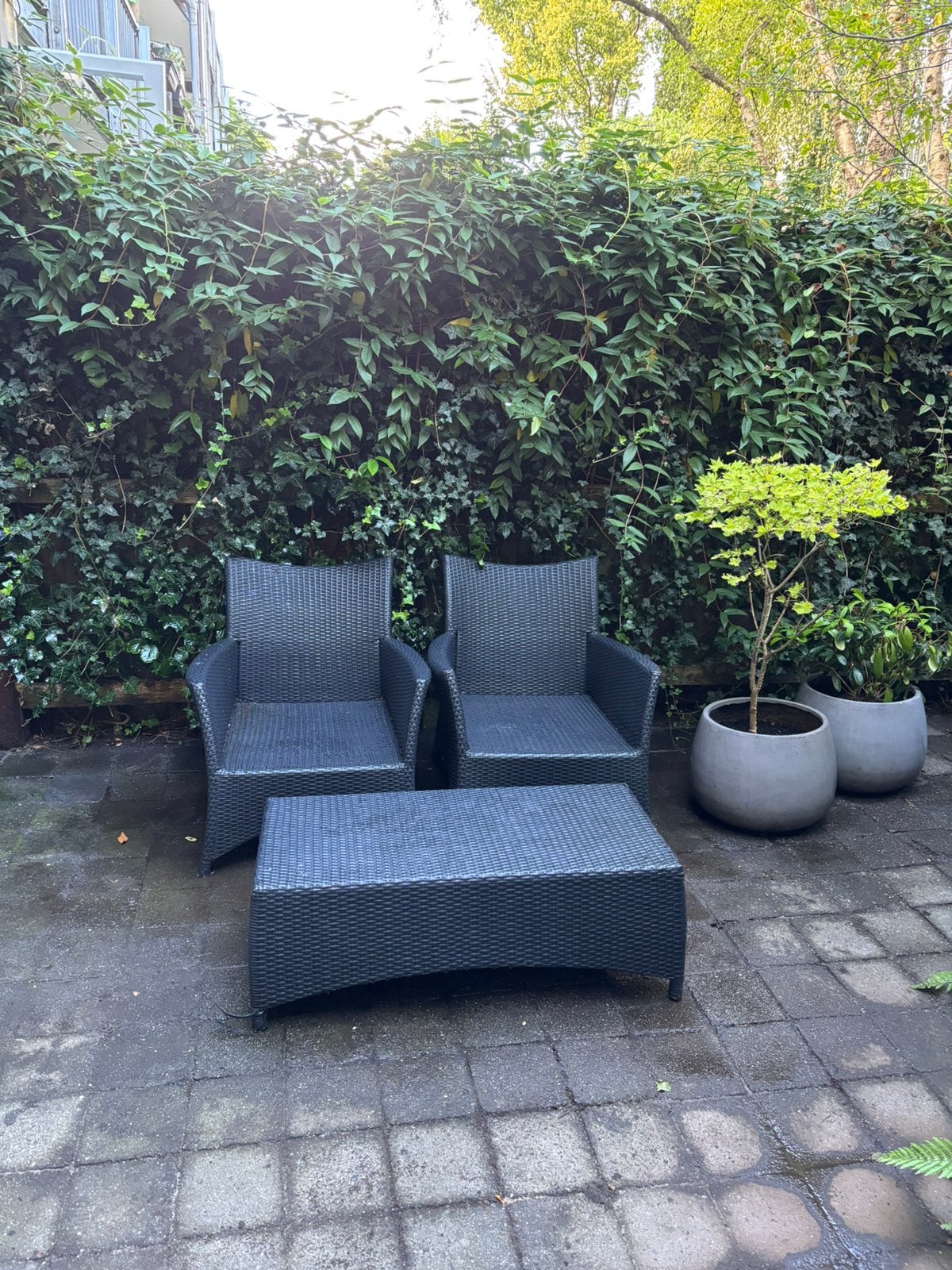 Tuin loungeset met kussens, Kunststof, Gebruikt, Eettafel, Ophalen