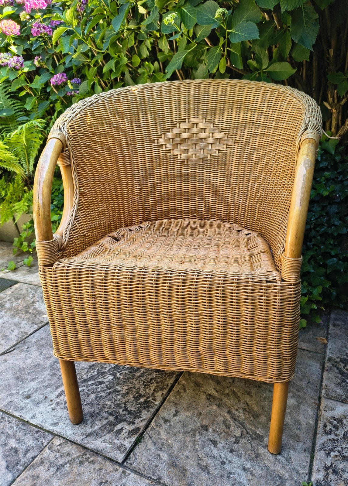 Rieten fauteuil/ stoel, Ophalen, Gebruikt, Rotan