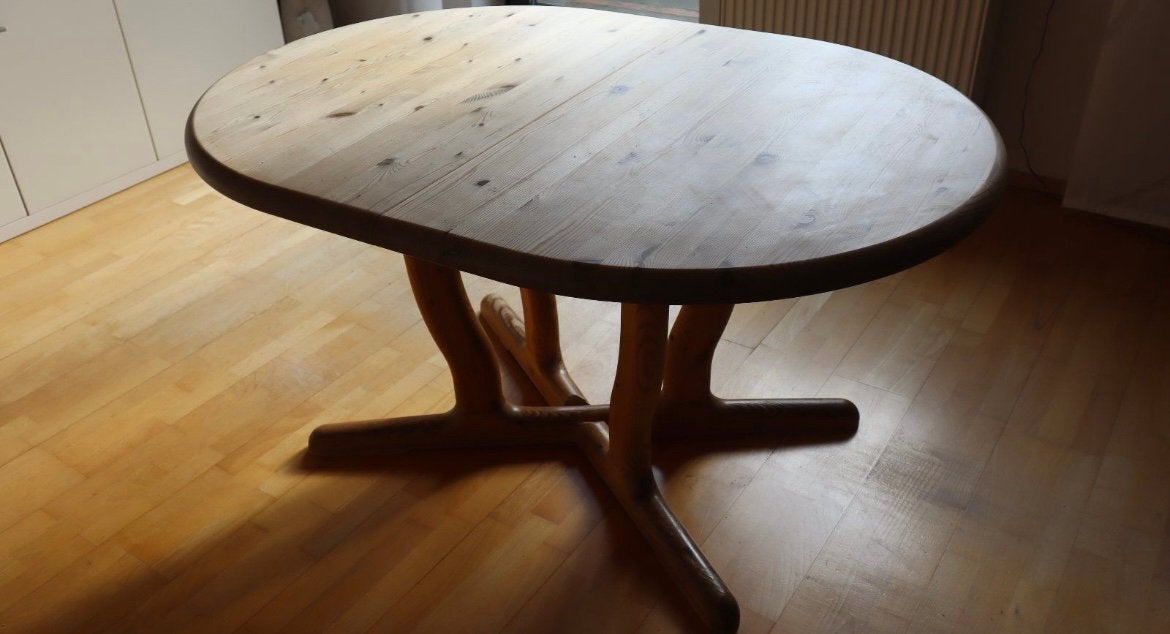 Prachtige Deense design eettafel - Dyrlund - Massief grenen, Ophalen, Gebruikt, 150 tot 200 cm, 200 cm of meer