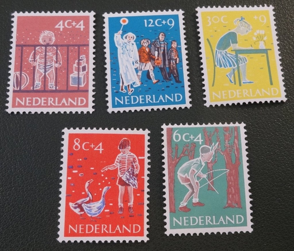 Kinderzegels - 731#735 - 1959 - Serie Compleet - PNe01-09, Postzegels en Munten, Postzegels | Nederland, Verzenden, Na 1940, Postfris
