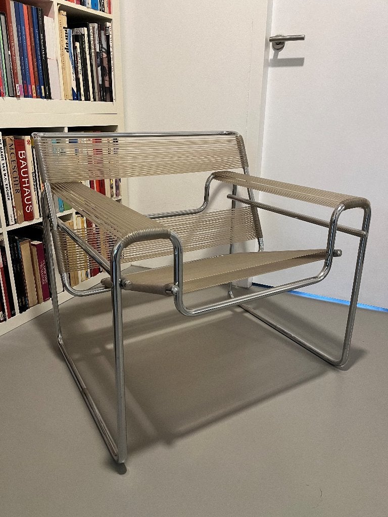 2x zeldzame Vintage Breuer Wassily B3 Stoel spaghetti design, Huis en Inrichting, Ophalen, 75 tot 100 cm, 50 tot 75 cm