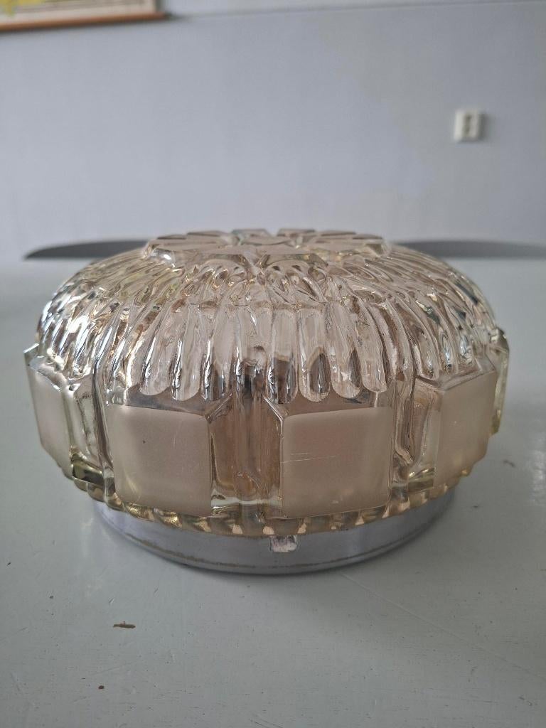 vintage glazen plafonniere retro design jaren 70 persglas, Verzamelen, Ophalen of Verzenden, Huis en Inrichting