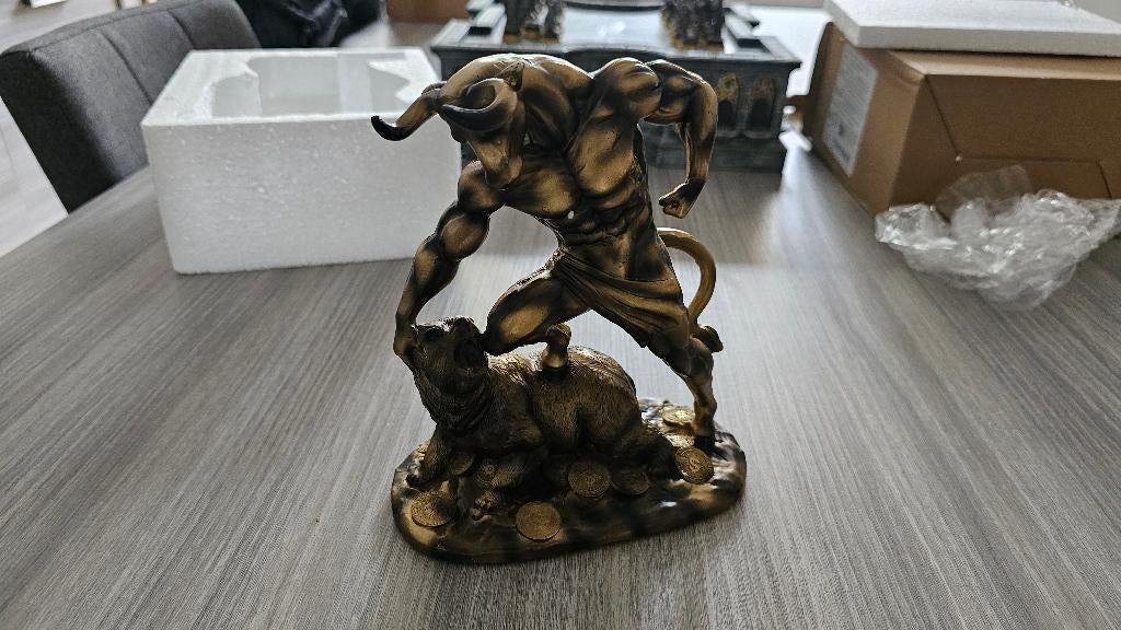 Bitcoin Beeld Bull & Bear! Bronskleurig! NIEUW! 20 CM!, Ophalen of Verzenden, Nieuw, Overige typen