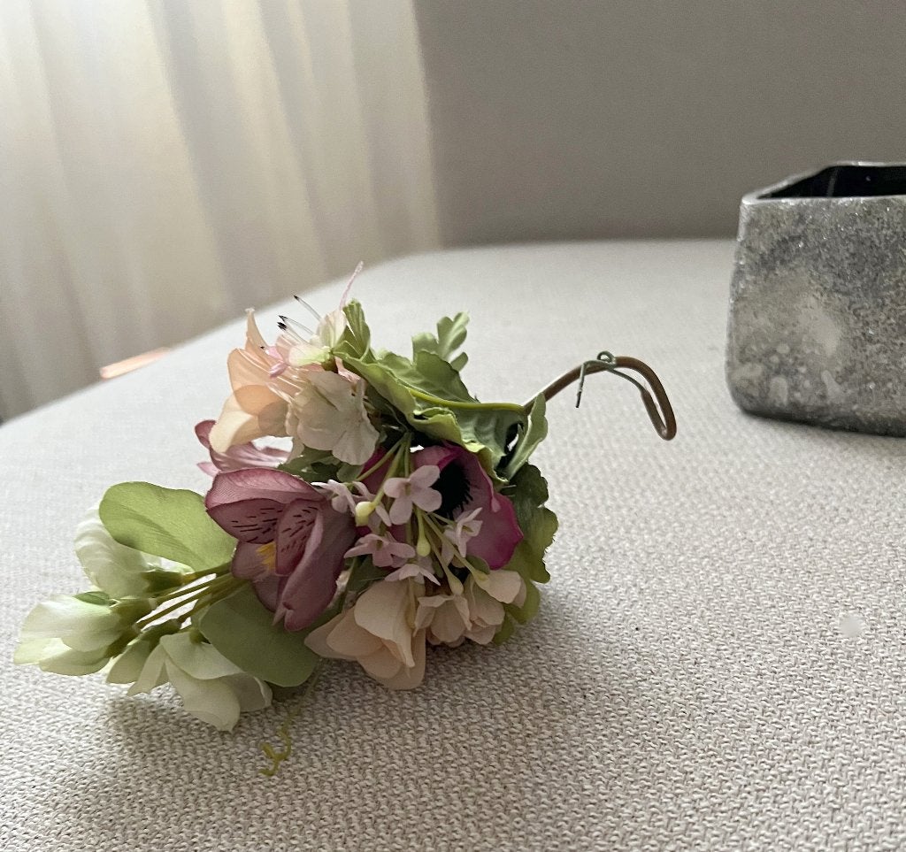 boeketje kunstbloemen, kunstplantje, bloempotje mintgroen, Binnen, Kunstplant, Zijde, Ophalen of Verzenden