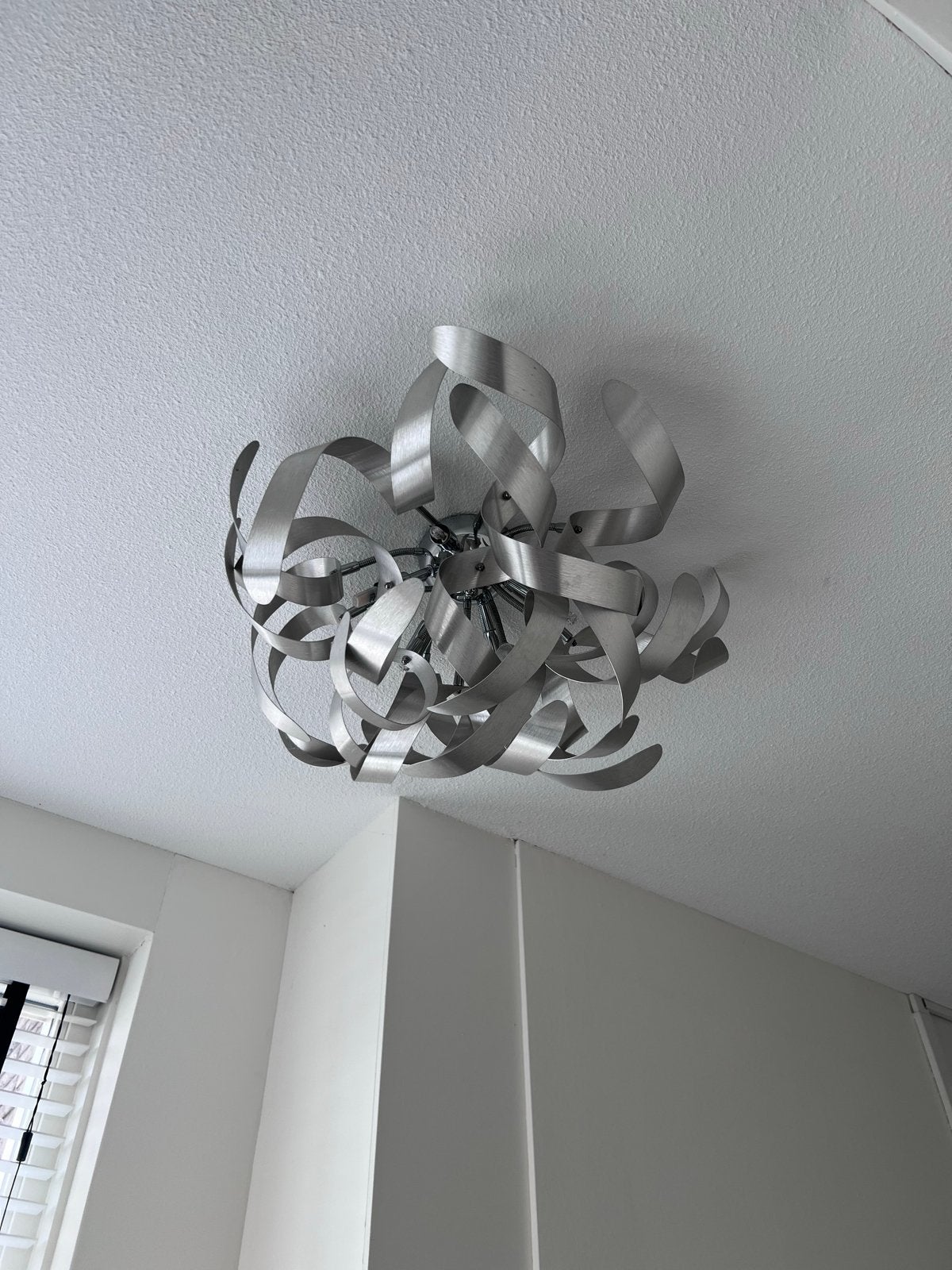 Moderne Plafondlamp - Zilverkleurig Metaal, Zilver, Modern, Ophalen of Verzenden, Zo goed als nieuw